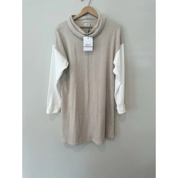 New Mavi Tunic Sweater Size Medium Beige Peekhole NWT - Picture 3 of 9